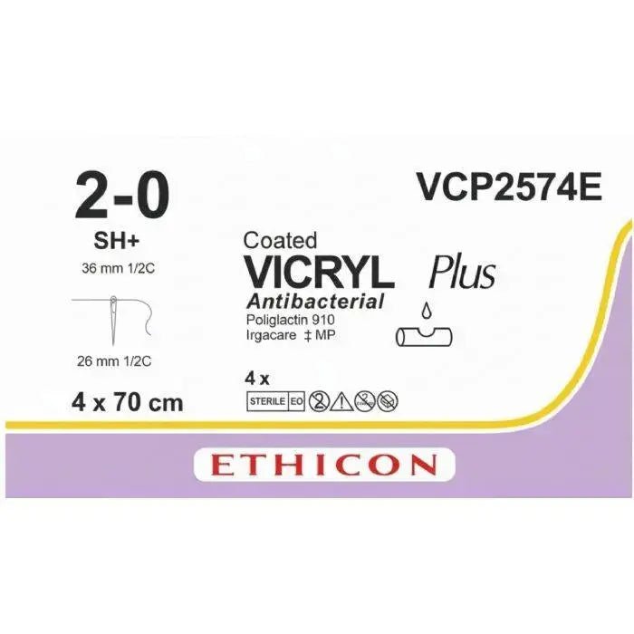 Ethicon VICRYL PLUS Polyglactin 910 Braided Absorbable Antibacterial Surgical Suture VCP2574E