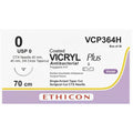 Ethicon VICRYL PLUS Polyglactin 910 Braided Absorbable Antibacterial Surgical Suture – USP 0 – 70 cm – Violet – Single - Armed Taper Cut CTX Needle – VCP364H (Box of 36) - Medical SutureVCP364H