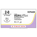Ethicon VICRYL PLUS Polyglactin 910 Braided Absorbable Antibacterial Surgical Suture – USP 2 - 0 – 27 in (68 cm) – Undyed – Single - Armed FS - 1 Needle – VCP443H (Box of 36) - SutureVCP443H