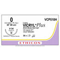 Ethicon VICRYL PLUS Polyglactin 910 Braided Absorbable Antibacterial Surgical Suture – USP 0 – 90 cm – Violet – Single - Armed Tapercut Needle 36 mm, 1/2 Circle – VCP518H (Box of 36) - VCP518H