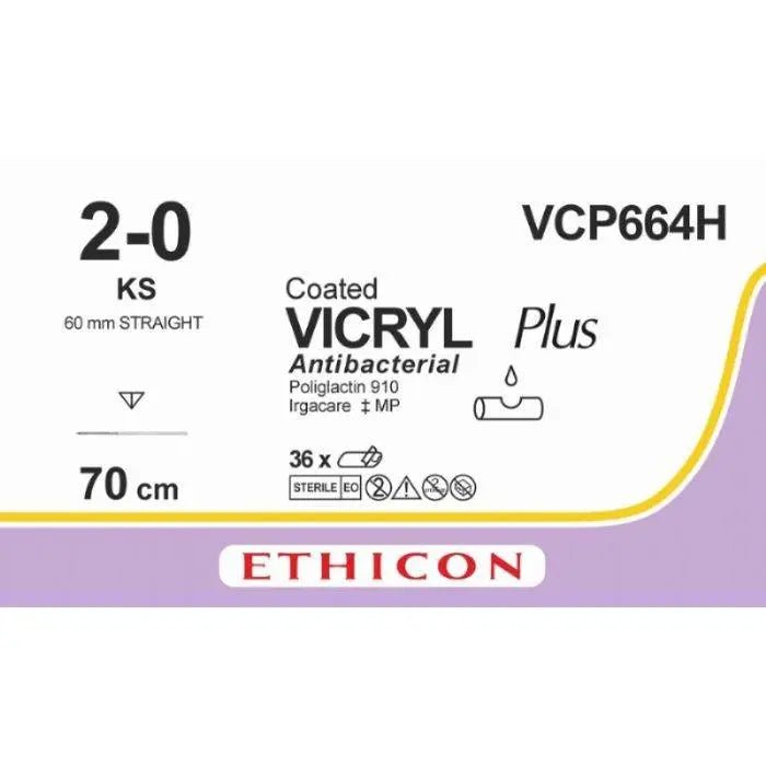 Ethicon VICRYL PLUS Polyglactin 910 Braided Absorbable Antibacterial Surgical Suture VCP664H