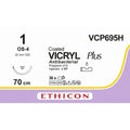 Ethicon VICRYL PLUS Polyglactin 910 Braided Absorbable Antibacterial Surgical Suture – USP 1 – 27 in (68 cm) – Undyed – Single - Armed OS - 4 Needle – VCP695H (Box of 36) - VCP695H