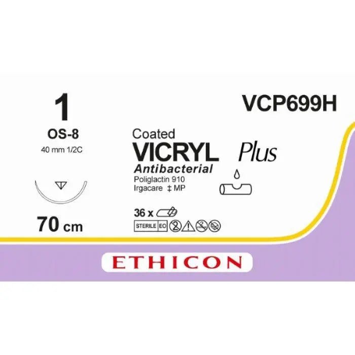 Ethicon VICRYL PLUS Polyglactin 910 Braided Absorbable Antibacterial Surgical Suture VCP699H