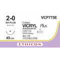 Ethicon VICRYL PLUS Polyglactin 910 Braided Absorbable Antibacterial Surgical Suture VCP775E