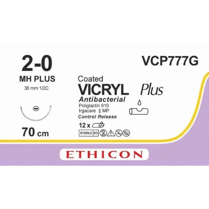 Ethicon VICRYL PLUS Polyglactin 910 Braided Absorbable Antibacterial Surgical Suture VCP777G
