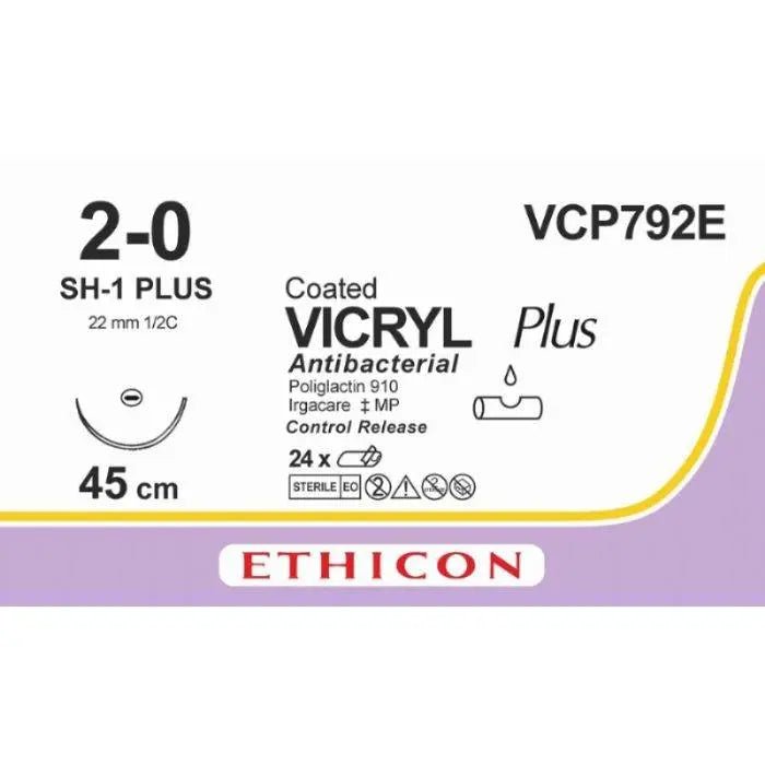 Ethicon VICRYL PLUS Polyglactin 910 Braided Absorbable Antibacterial Surgical Suture VCP792E