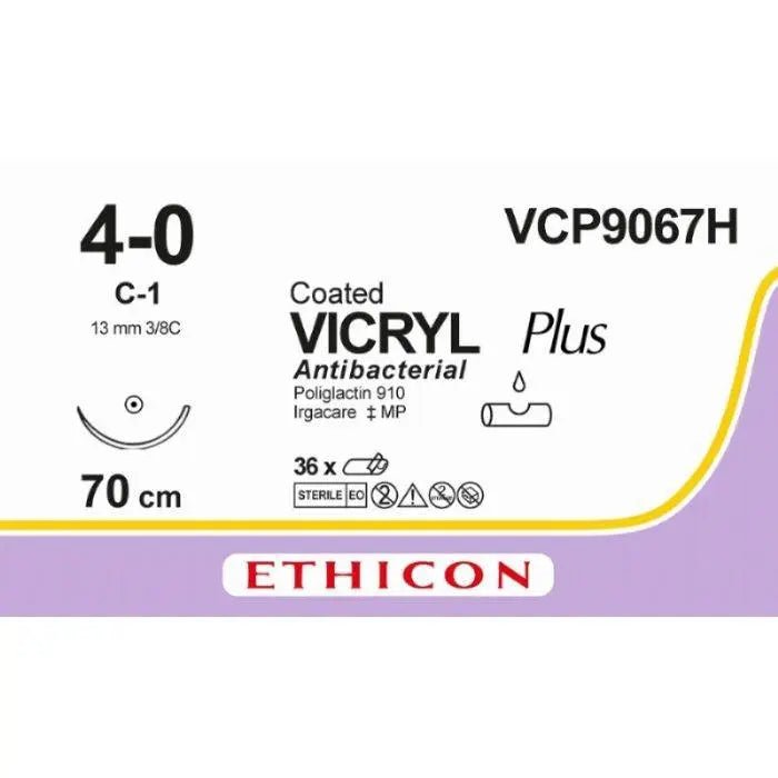 Ethicon VICRYL PLUS Polyglactin 910 Braided Absorbable Antibacterial Surgical Suture VCP9067H