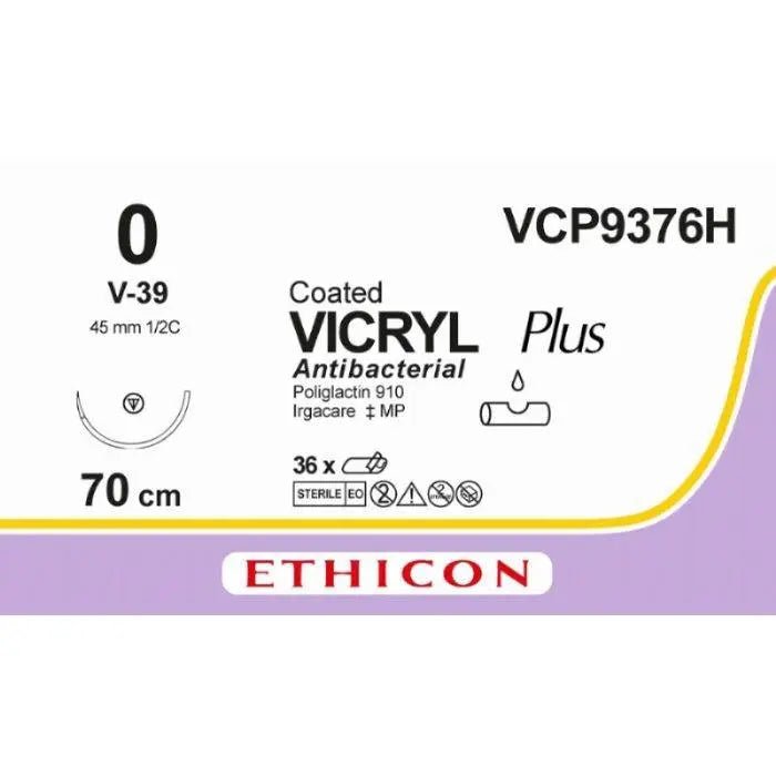 Ethicon VICRYL PLUS Polyglactin 910 Braided Absorbable Antibacterial Surgical Suture VCP9376H