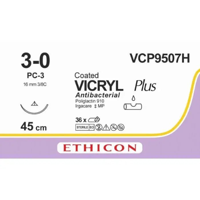 Ethicon VICRYL PLUS Polyglactin 910 Braided Absorbable Antibacterial Surgical Suture VCP9507H