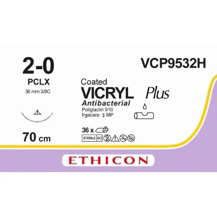 Ethicon VICRYL PLUS Polyglactin 910 Braided Absorbable Antibacterial Surgical Suture  VCP9532H