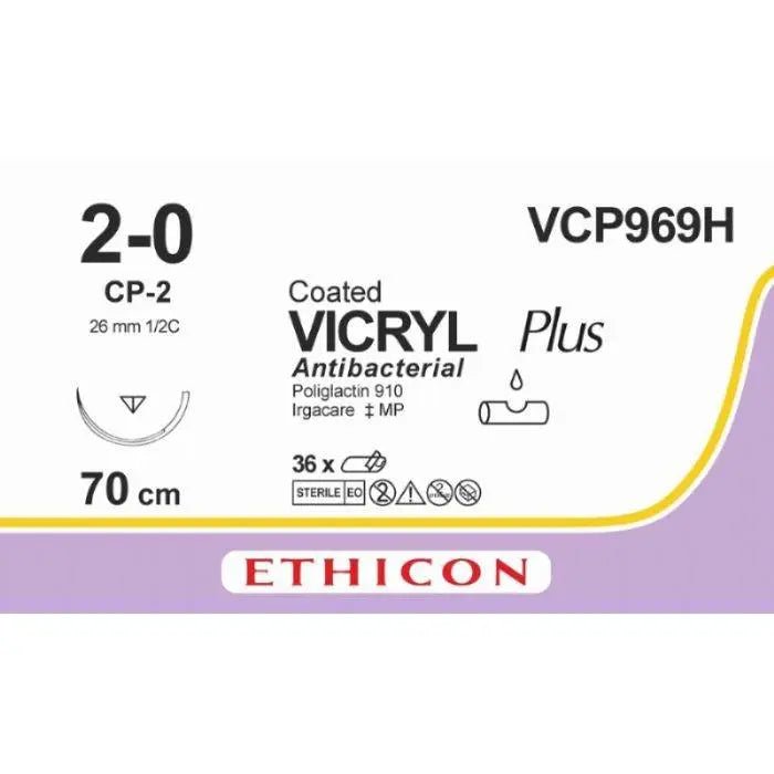 Ethicon VICRYL PLUS Polyglactin 910 Braided Absorbable Antibacterial Surgical Suture VCP969H