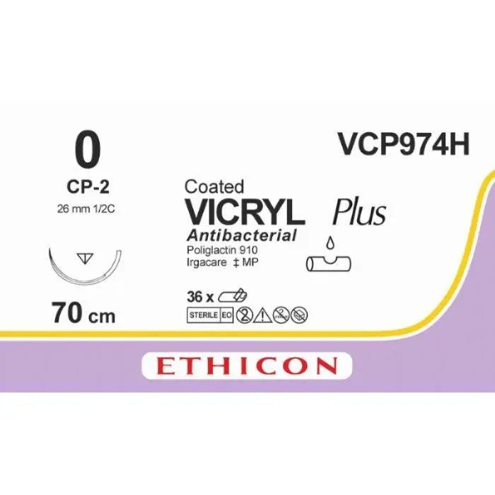 Ethicon VICRYL PLUS Polyglactin 910 Braided Absorbable Antibacterial Surgical Suture VCP974H