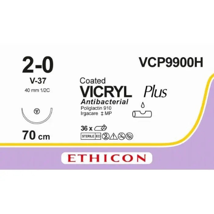 Ethicon VICRYL PLUS Polyglactin 910 Braided Absorbable Antibacterial Surgical Suture VCP9900H
