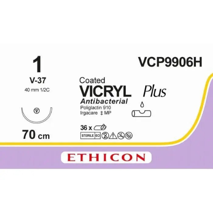 Ethicon VICRYL PLUS Polyglactin 910 Braided Absorbable Antibacterial Surgical Suture – VCP9906H