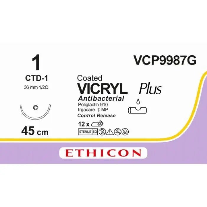 Ethicon VICRYL PLUS Polyglactin 910 Braided Absorbable Antibacterial Surgical Suture – VCP9987G