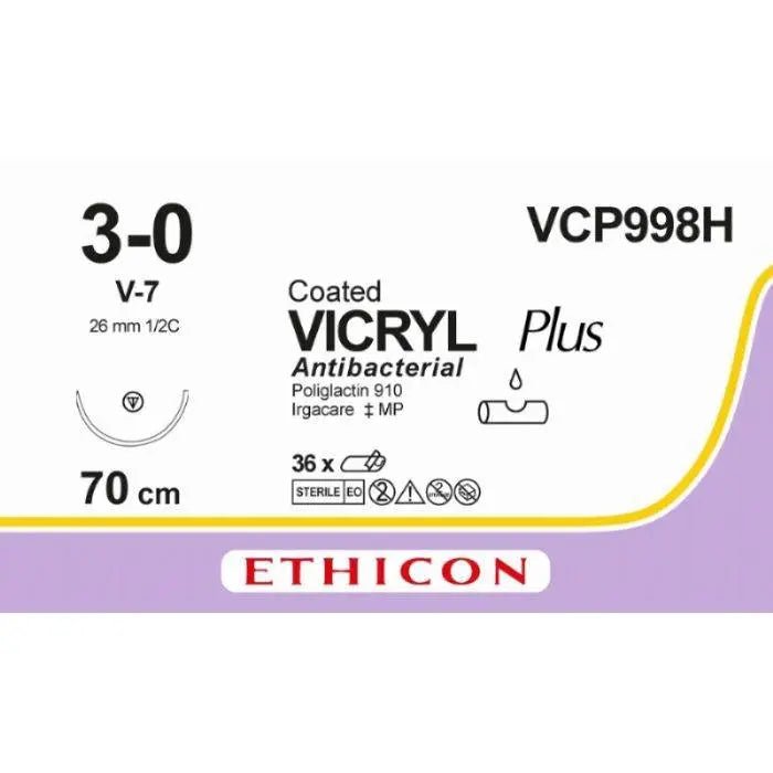 Ethicon VICRYL PLUS Polyglactin 910 Braided Absorbable Antibacterial Surgical Suture –VCP998H