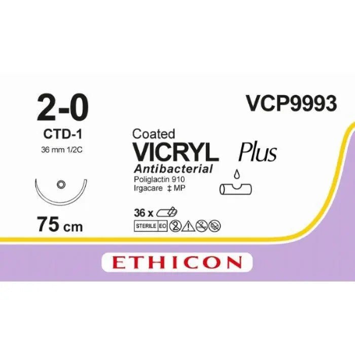 Ethicon VICRYL PLUS Polyglactin 910 Braided Absorbable Antibacterial Surgical Suture – VCP9993