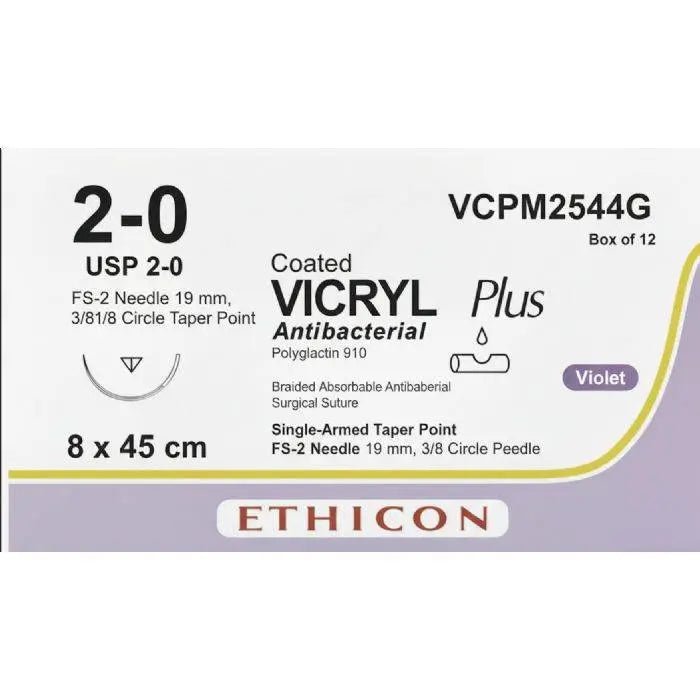 Ethicon VICRYL PLUS Polyglactin 910 Braided Absorbable Antibacterial Surgical Suture – VCPM2544G