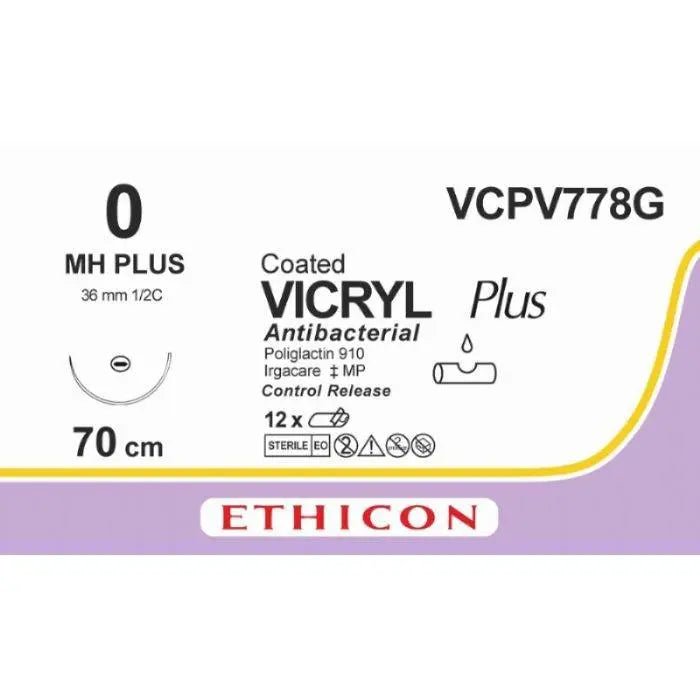 Ethicon VICRYL PLUS Polyglactin 910 Braided Absorbable Antibacterial Surgical Suture VCPV778G