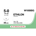 Ethicon ETHILON Black Monofilament Non - Absorbable Surgical Suture USP 5 - 0 18 in (45 cm) Black PC - 25 Prime Cutting Needle 25 mm 3/8 Circle W1858BG (Box of 12) - W1858BG