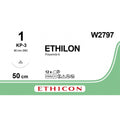 Ethicon ETHILON Black Monofilament Non - Absorbable Surgical Suture USP 1 2 x 20 in (2 x 50 cm) Black KP - 3 Conventional Cutting Needle with Retention Tube W2797 (Box of 12) - W2797