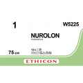 Ethicon NUROLON Braided Nylon Non - Absorbable Surgical Suture USP 1 75 cm Black Non - Needled Ligature W5225 (Box of 12) - W5225
