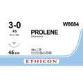 Ethicon PROLENE Polypropylene Blue Non - Absorbable Veterinary Surgical Suture USP 3 - 0 45 cm FS Reverse Cutting Needle (26 mm) W8684 (Box of 12) - W8684