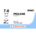 Ethicon PROLENE Polypropylene Blue Non - Absorbable Microsurgical Suture USP 7 - 0 60 cm CC - 11 Needle W8801 (Box of 12) - W8801