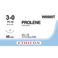 Ethicon PROLENE Polypropylene Blue Non - Absorbable Surgical Suture USP 3 - 0 45 cm PC - 25 Conventional Cutting Needle W8880T (Box of 24) - W8880T