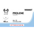 Ethicon PROLENE Polypropylene Blue Non - Absorbable Veterinary Surgical Suture USP 6 - 0 45 cm PC - 25 PRIME Conventional Cutting Needle (26.2 mm) W8886T (Box of 24) - W8886T
