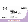 Ethicon VICRYL Coated Polyglactin 910 Braided Absorbable Surgical Suture – USP 5 - 0 – 150 cm – Violet – Unarmed / Ligature – W9022 (Box of 12) Size: 5 - 0 Colour: Violet Style: NA - W9022