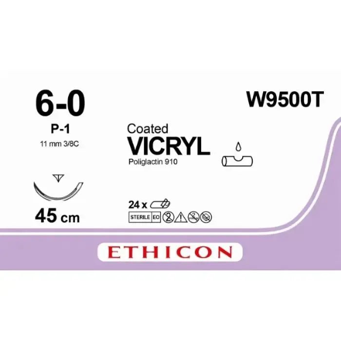 Ethicon VICRYL Polyglactin 910 Braided Absorbable Surgical Suture Circle W9500T