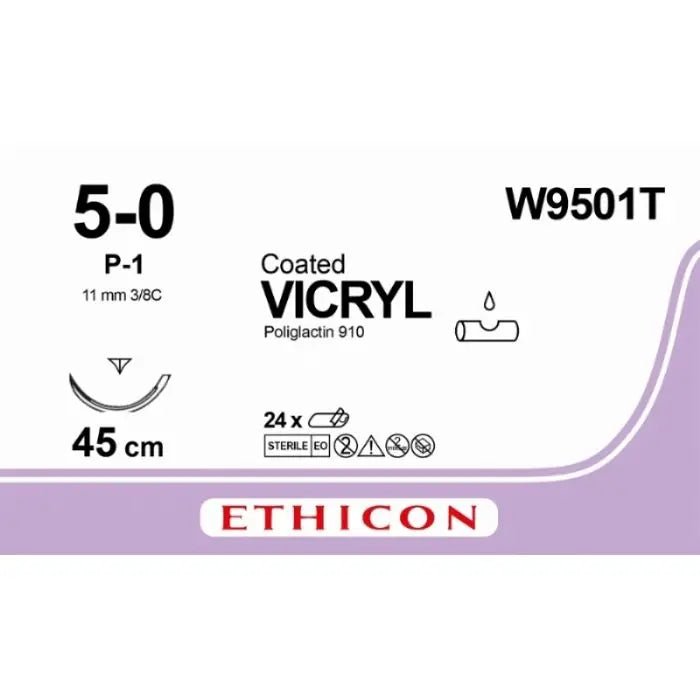 Ethicon VICRYL PLUS Polyglactin 910 Braided Absorbable Antibacterial Surgical Suture W9501T