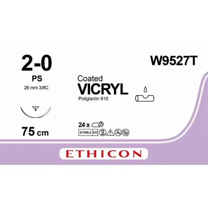 Ethicon VICRYL PLUS Polyglactin 910 Braided Absorbable Antibacterial Surgical Suture W9527T