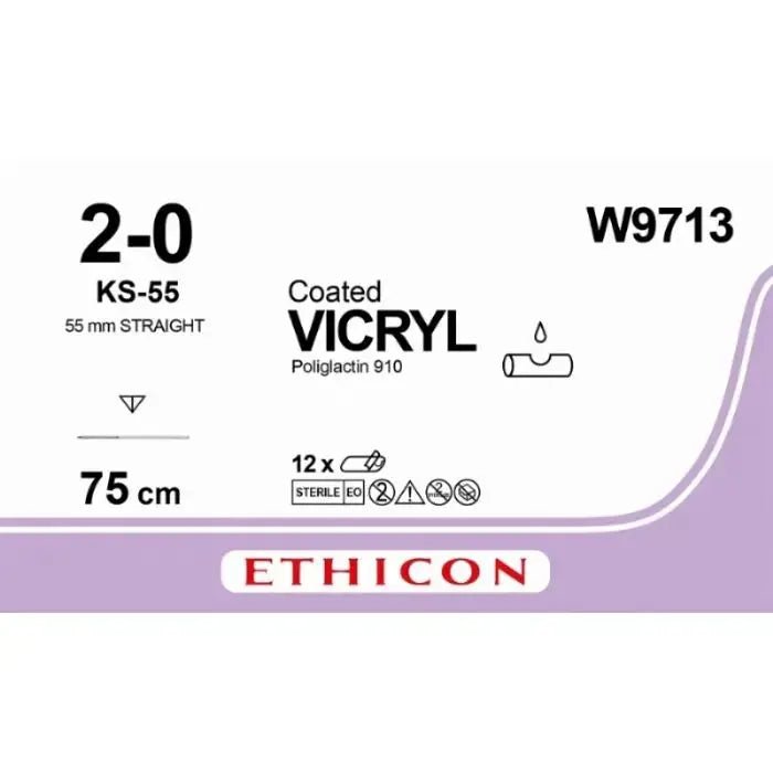 Ethicon VICRYL PLUS Polyglactin 910 Braided Absorbable Antibacterial Surgical Suture W9713