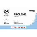 Ethicon PROLENE® Polypropylene Blue Non - Absorbable Veterinary Surgical Suture – USP 2 - 0 – 90 cm – KP - 3 Conventional Cutting Needle (90 mm) – W987 (Box of 12) - SutureW987