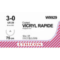 Ethicon VICRYL RAPIDE Braided Polyglactin 910 Absorbable Surgical Suture – USP 3 - 0 – 75 cm – Undyed – Conventional Cutting PC Needle (26 mm, 5/8 Circle) – W9929 (Box of 12) Size: 3 - 0 Colour: Undyed Style: Conventional Cutting PC - W9929