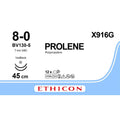 Ethicon PROLENE Polypropylene Blue Non - Absorbable Microsurgical Suture USP 8 - 0 45 cm BV130 - 5 Taperpoint Needle X916G (Box of 12) - X916G