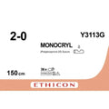 Ethicon MONOCRYL Poliglecaprone 25 Absorbable Monofilament Surgical Suture – USP 2 - 0 – 150 cm – Violet – Needleless (0× Needle) – Y3113G / W3113 (Box of 12) Size: 2 - 0 Colour: Violet Style: Not applicable - Y3113G
