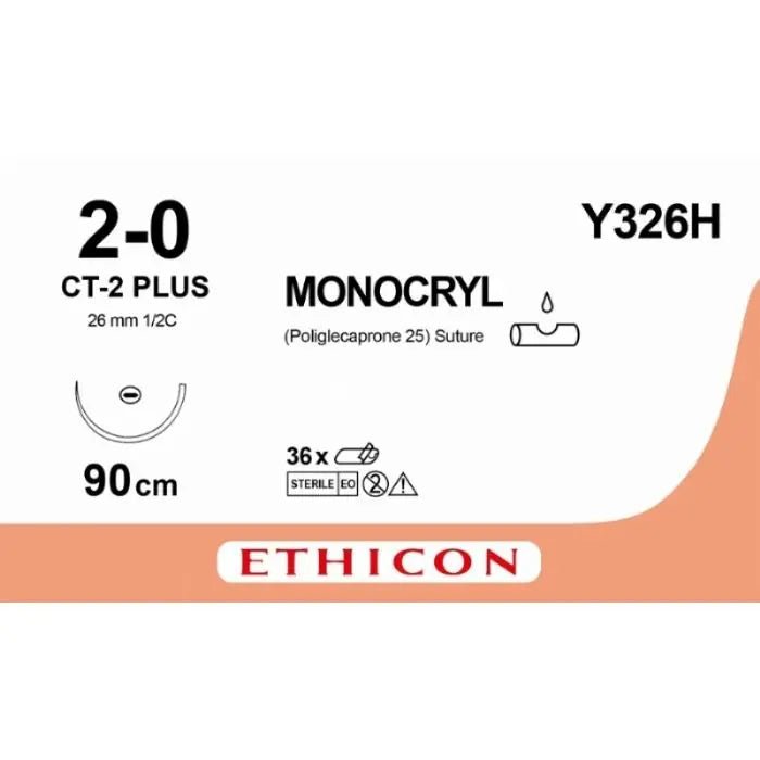 Ethicon MONOCRYL Poliglecaprone 25 Absorbable Monofilament Surgical Suture Y326H