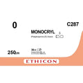 Ethicon MONOCRYL Poliglecaprone 25 Absorbable Monofilament Surgical Suture – USP 0 – 250 cm – Undyed – Needleless (0× Needle) – C287 (Box of 12) Size: 0 Colour: Undyed Style: NA - Medical SutureC287