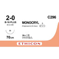 Ethicon MONOCRYL Poliglecaprone 25 Absorbable Monofilament Surgical Suture – USP 2 - 0 – 70 cm – Violet – Single - Armed Taperpoint Plus Needle 26 mm – 3/8 Circle – C296 (Box of 36) Size: 2 - 0 Colour: Violet Style: non cutting - Medical SutureC296