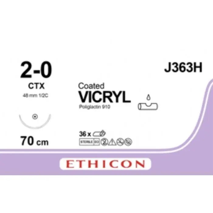 Ethicon COATED VICRYL Polyglactin 910 Braided Absorbable Surgical Suture  J363H