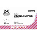 Ethicon VICRYL RAPIDE Braided Polyglactin 910 Absorbable Surgical Suture – USP 2 - 0 – 90 cm – Undyed – Taper Point Plus Needle (48 mm, 1/2 Circle) – W9978 (Box of 12) Size: 2 - 0 Colour: Undyed Style: Taper Point Plus - W9978