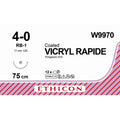 Ethicon VICRYL RAPIDE Braided Polyglactin 910 Absorbable Surgical Suture – USP 4 - 0 – 75 cm – Undyed – Taper Point Needle (17 mm, 1/2 Circle) – W9970 (Box of 12) Size: 4 - 0 Colour: Undyed Style: Taper Point - W9970