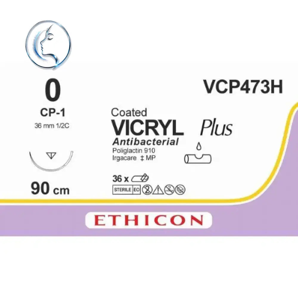 Ethicon vicryl plus antibacterial surgical suture 0 size violet polyglactin 910 braided absorbable 90 cm length