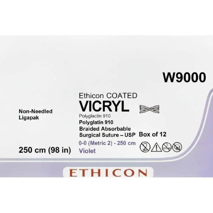 Ethicon VICRYL Polyglactin 910 Braided Absorbable Surgical Suture – W9000