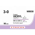 Ethicon VICRYL Polyglactin 910 Braided Absorbable Surgical Suture – USP 3 - 0 – 250 cm – Violet - Needled Ligapak – W9030